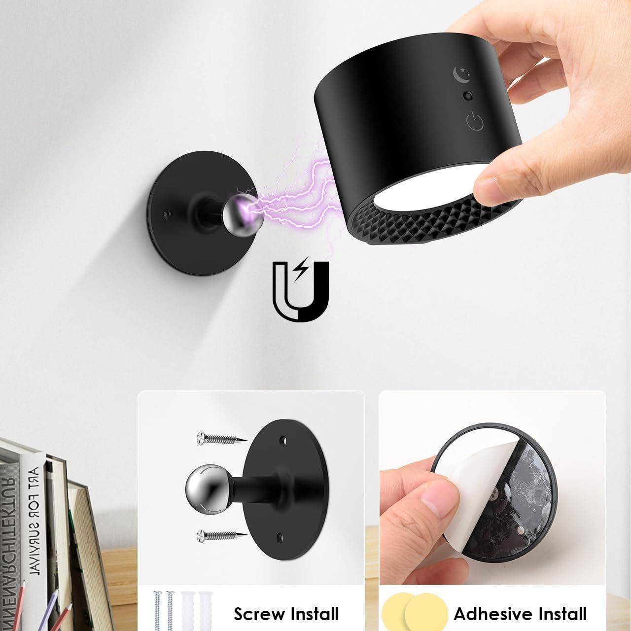 磁吸充电小夜灯卧室床头壁灯室内氛围装饰阅读台灯触摸免打孔