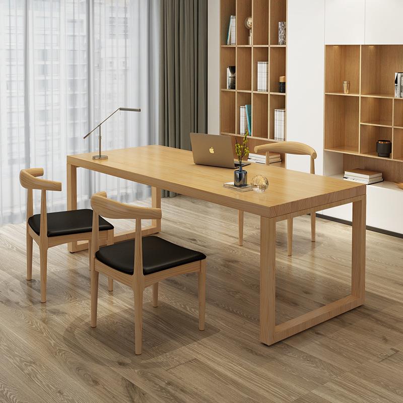 北欧实木电脑桌台式家用书桌简约现代办公桌长方形桌子双人写字台