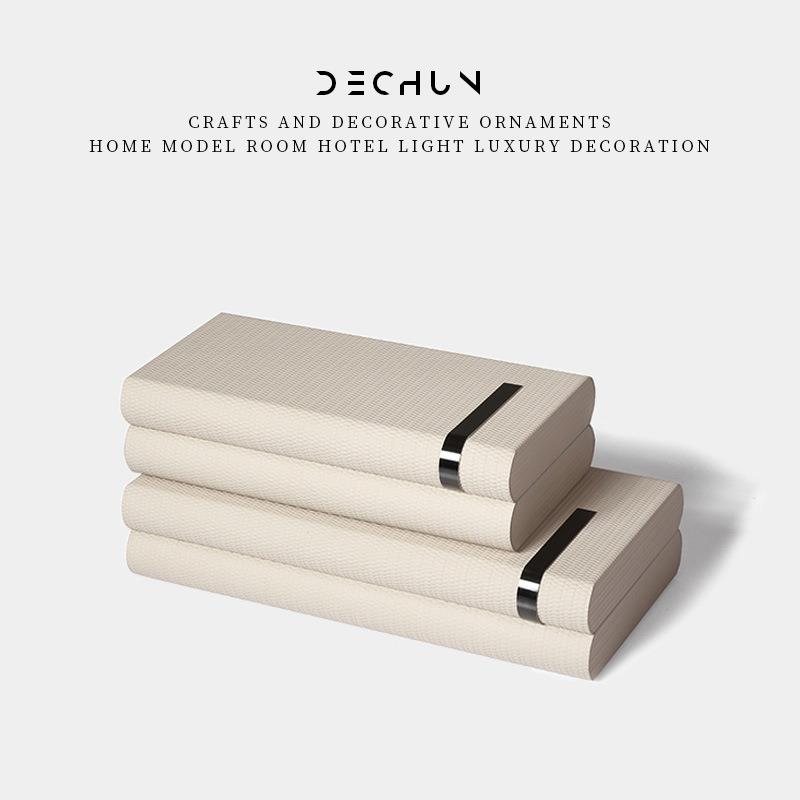 现代轻奢摆件样板房间软装饰品售楼处书房卧室梳妆台首饰盒装饰盒