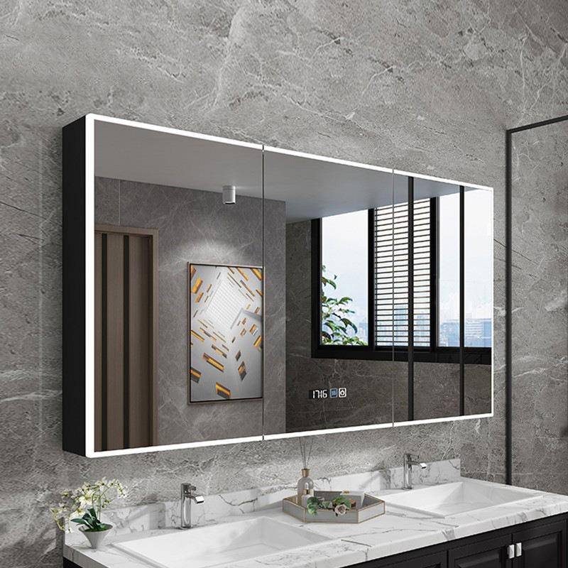 金圣妮新款智能浴室镜柜壁挂式浴室镜柜带灯太空铝浴室镜柜单独卫