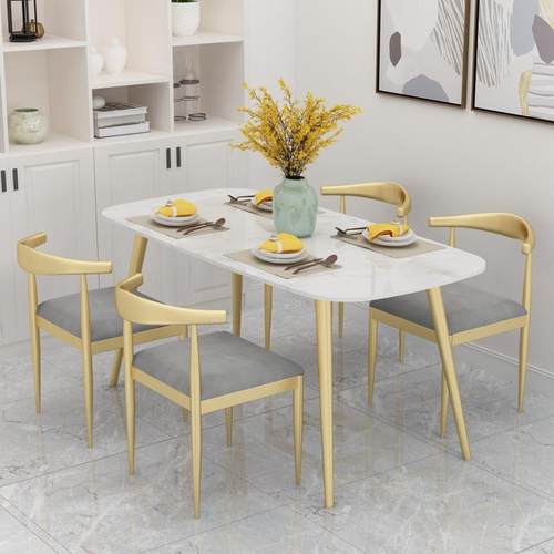 北欧大理石餐桌椅组合简约现代实木餐桌小户型家用长方形饭桌子