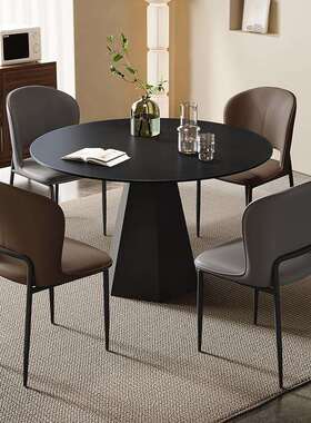 小圆桌岩板洽谈桌椅组合轻奢感商务办公室圆形接待洽谈w&