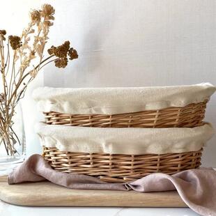 编织面包篮棉麻布套法棍餐包发酵面包篮欧式乡村篮法式复古风