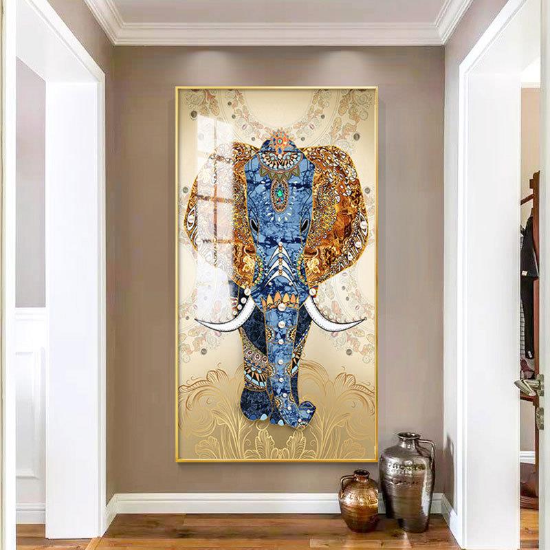 现代简约大象玄关装饰画吉象到家客厅走廊过道尽头挂画大尺寸壁画