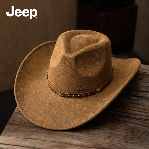 jeep吉普秋冬旅游麂皮绒骑士帽男
