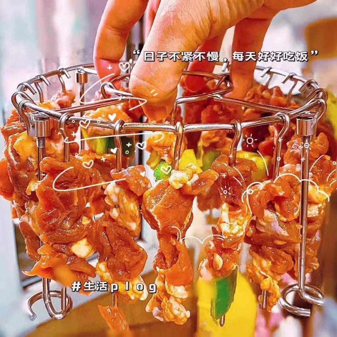 空气炸锅烤架家用不锈钢立式2-3人烤签吊炉烤肉架肉串架烤串支架