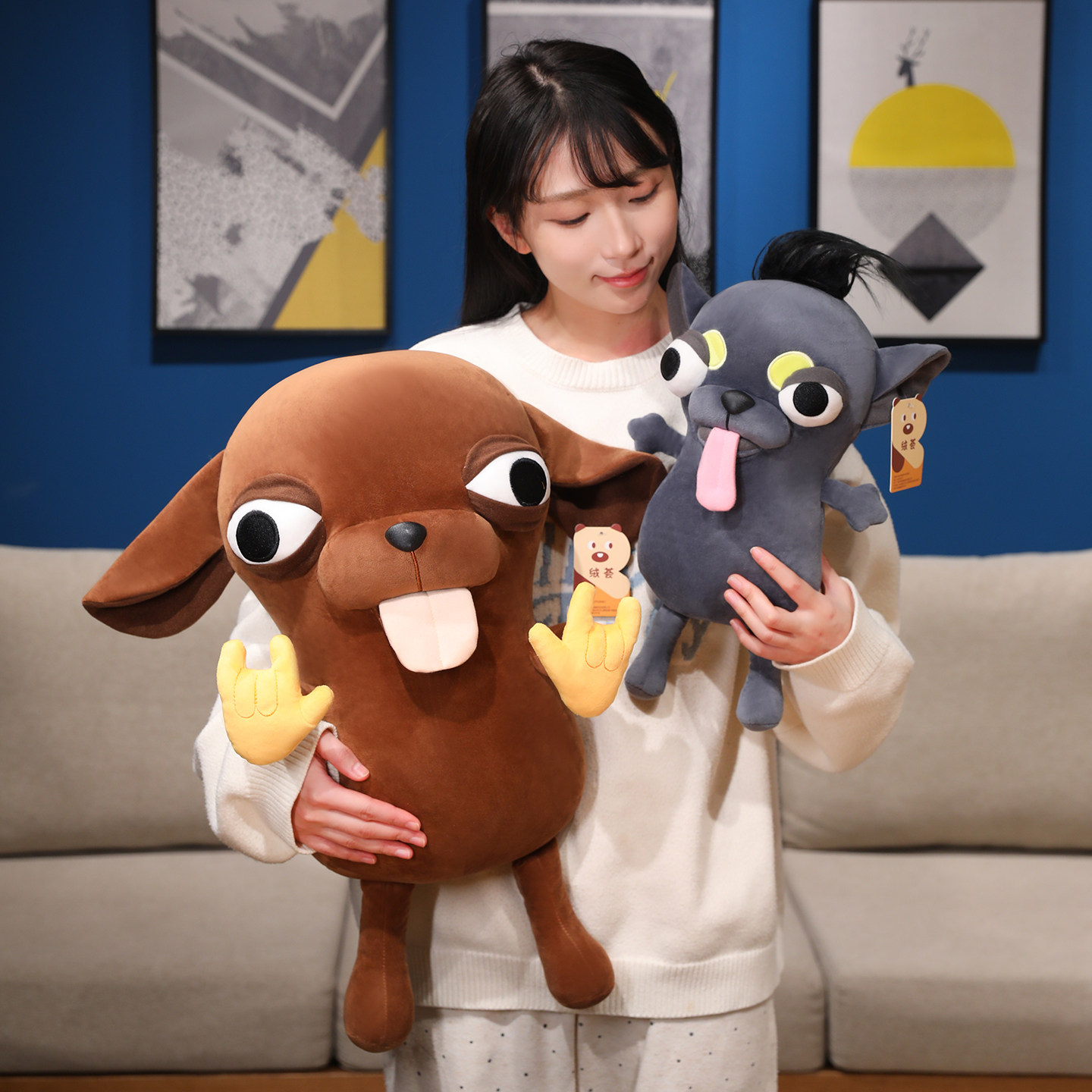 吉娃娃大号玩偶小狗公仔搞怪娃娃chihuahua毛绒玩具抱枕生日礼物