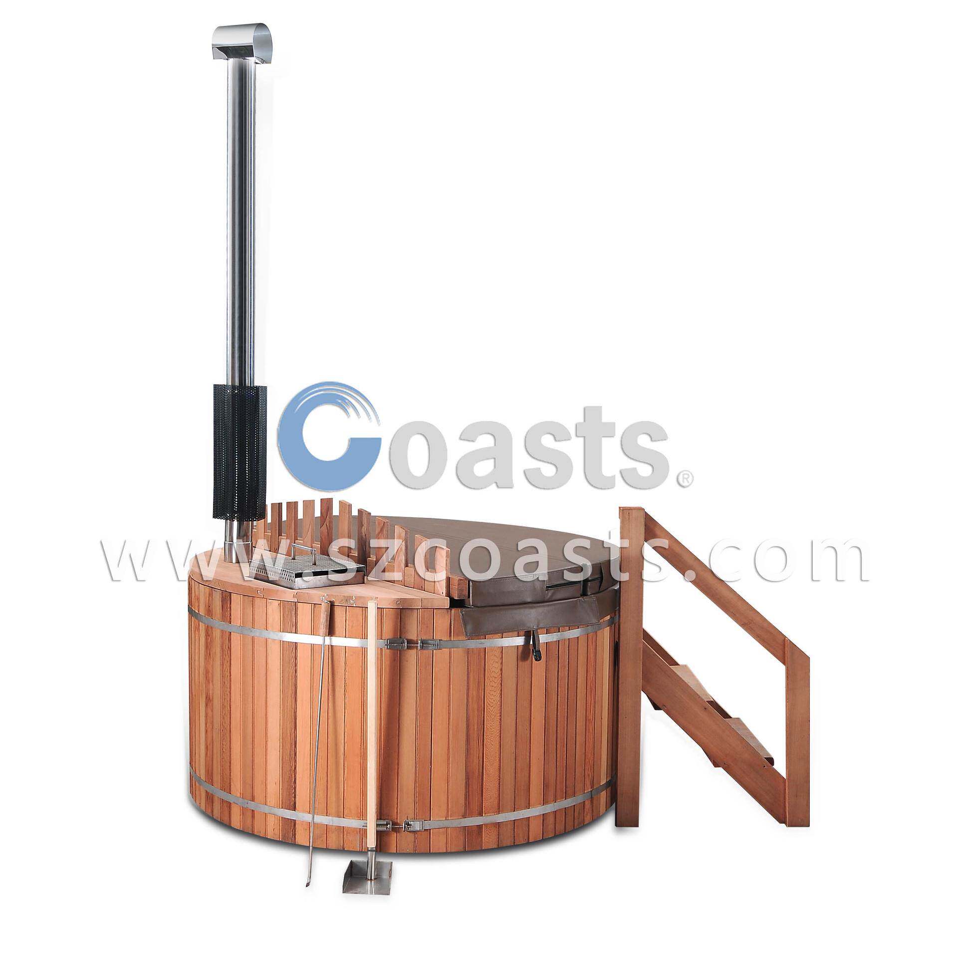 户外木桶泡澡浴缸热水内置木材红雪松原生态木桶浴缸桑拿洗澡