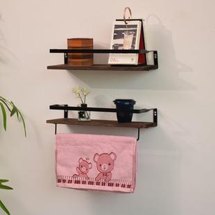 墙上木板置物架墙面收纳好物壁挂式分层隔板浴室铁木收纳架