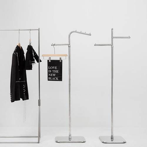 服装店中岛展示架不锈钢落地架正挂银色陈列架男女装店货架挂衣架
