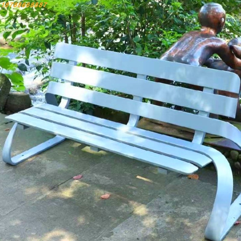 户外铝合金公园椅不锈钢休闲椅排椅菠萝格防腐木休息长椅露天长凳