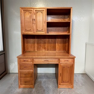 红木书桌菠萝格书架组合电脑桌打蜡全实木写字台办公桌.米