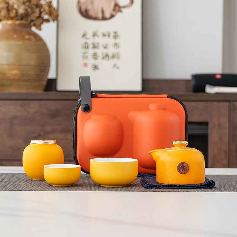 旅行茶具陶瓷功夫茶泡茶壶茶杯车载露营快客杯套装户外专用