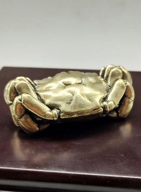 摆件品小工艺办公铜生肖招财饰品客厅螃蟹黄铜桌面礼品挂件玄