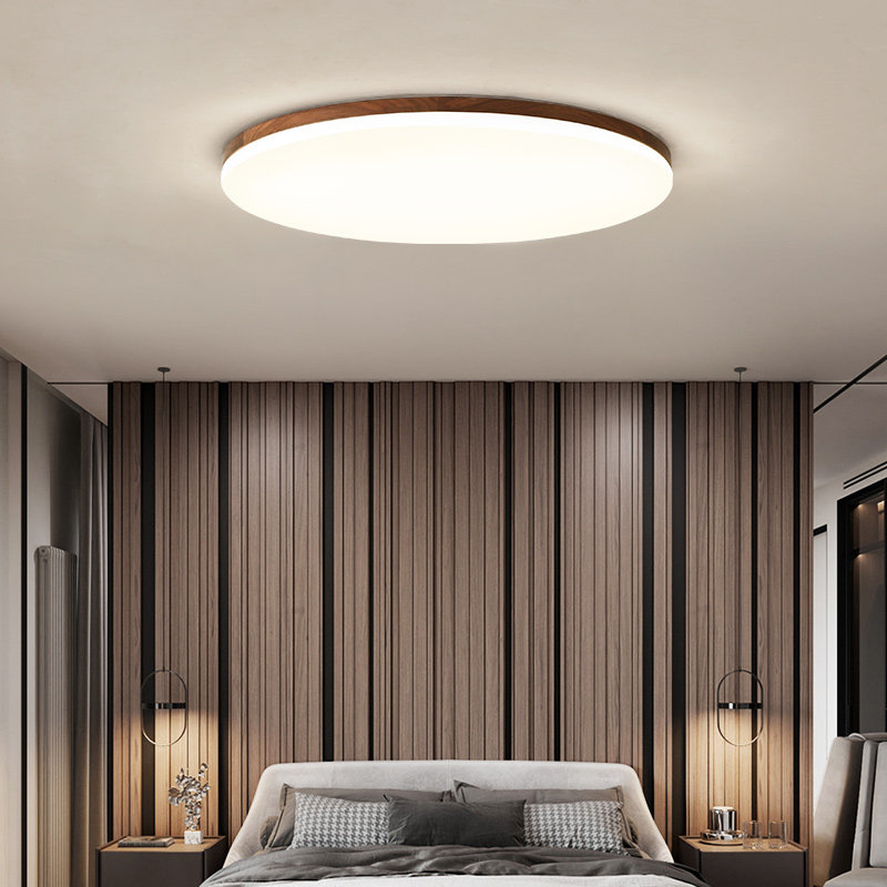 卧室灯圆形新中式超薄日式简约现胡桃木房间实木灯具,家装灯饰光源,餐厅/卧室/书房吸顶灯,淘宝优惠券,粉丝福利购,淘宝优惠卷