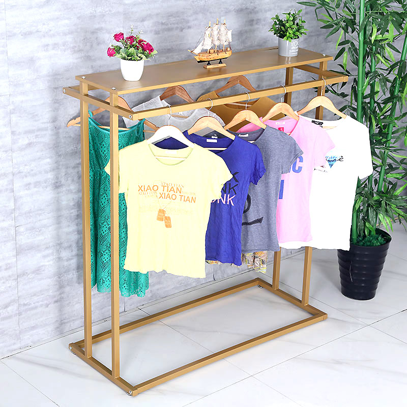 落地式挂衣架店展示架货架双排中岛架侧挂衣架铁艺架