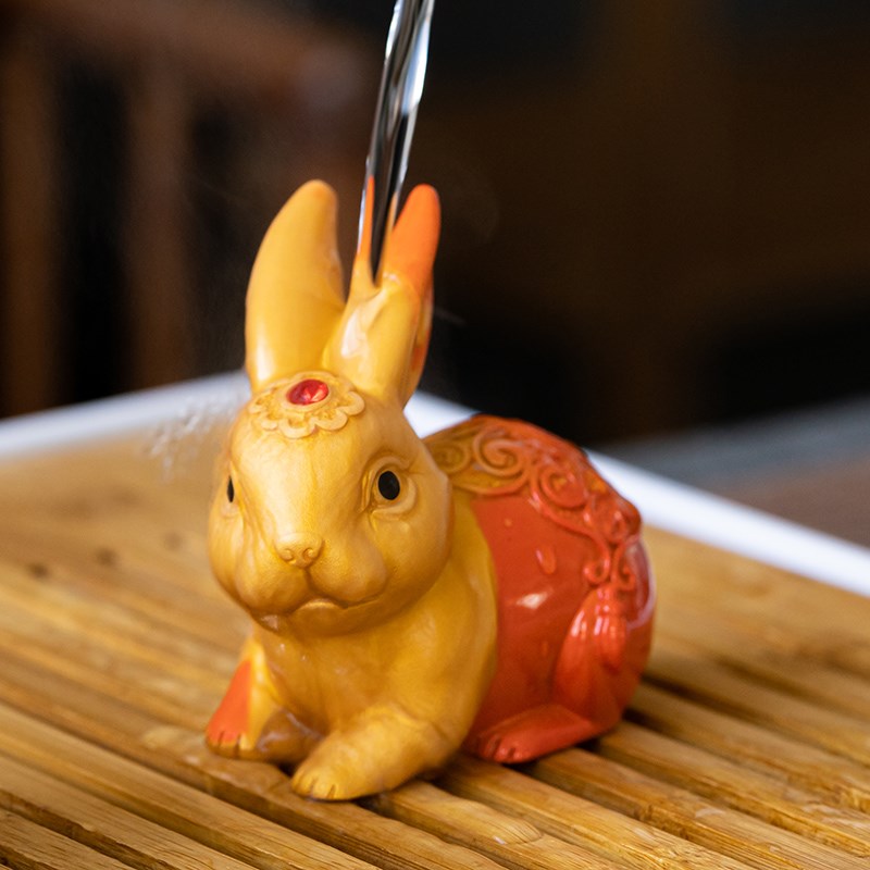 兔子茶宠可养变色创意手工招财茶玩茶桌茶台茶具配件装饰精品摆件