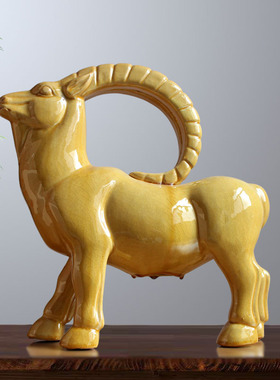 陶肖客摆件唐羚羊生瓷羊礼品招财羊厅家居摆设