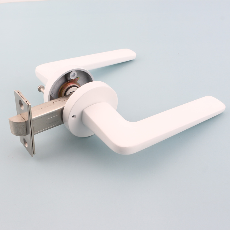 依佰利简约室内白色门锁浴室锁卫生间单舌锁金色门把手静音木门锁