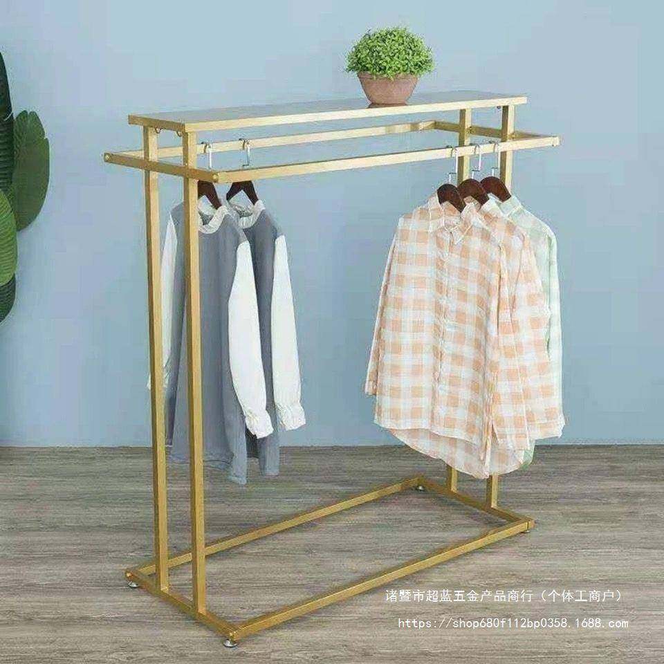 铁艺服装店展示架落地式金色中岛架双排货架女装童装店黑衣架