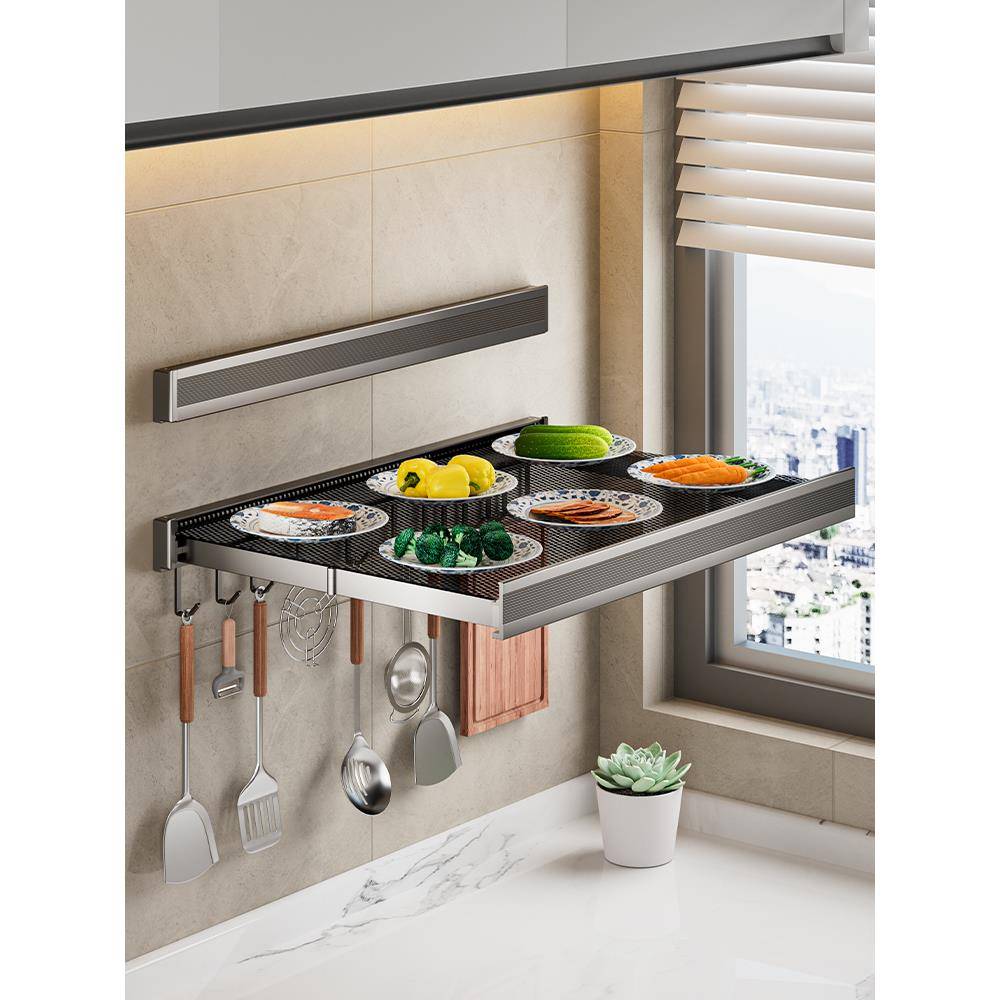 cs厨房可折叠备菜架置物架收纳省空间多功能墙上隐形配菜壁挂式