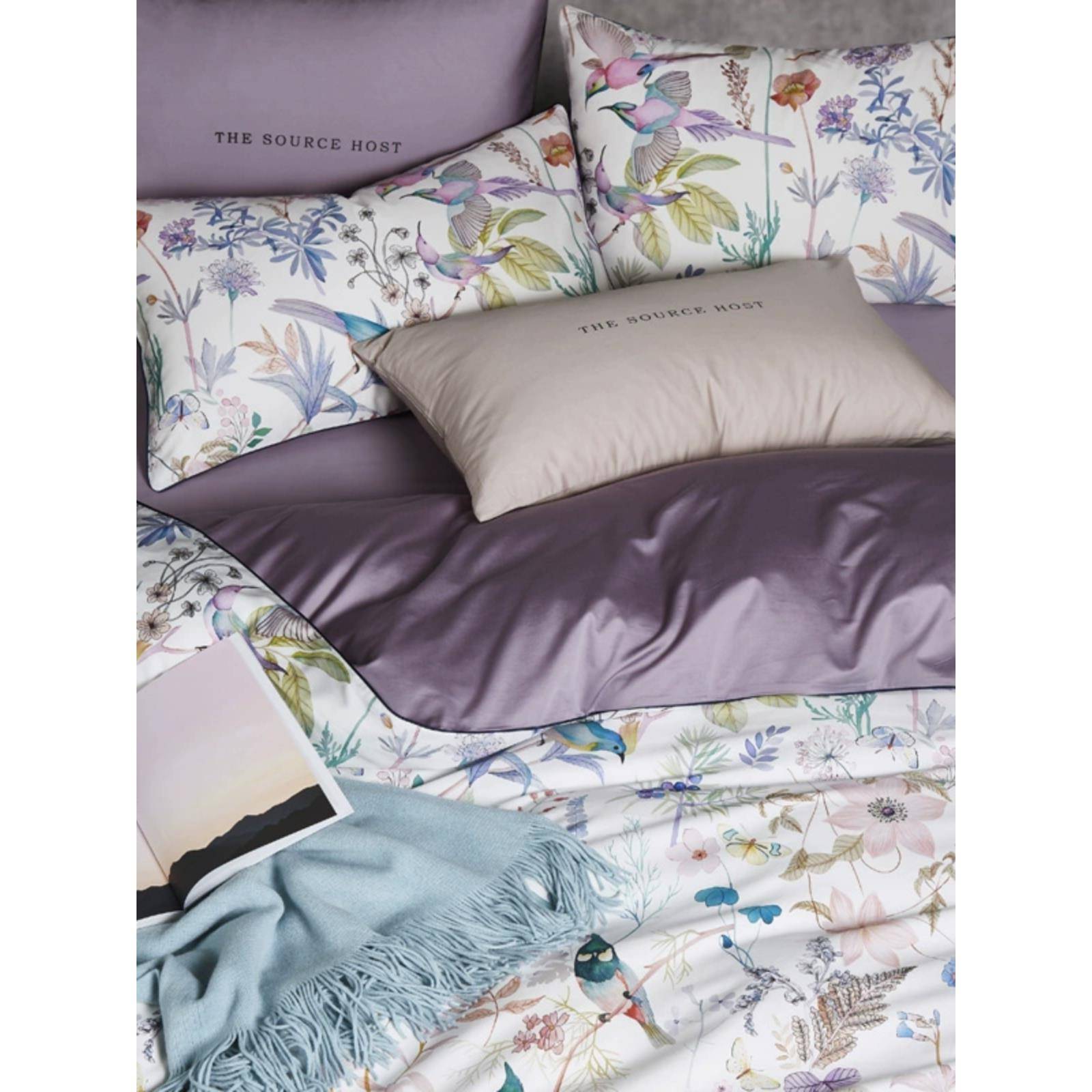 GZ6M美式60s长绒棉数码印花贡缎四件套床单被套1.8m纯棉床上