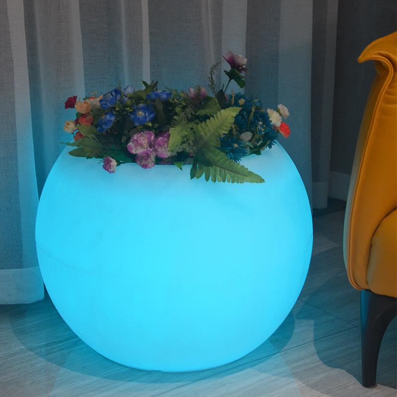 LED发光花盆灯花园景区美陈装饰花钵创意园林种植特大号花槽光影