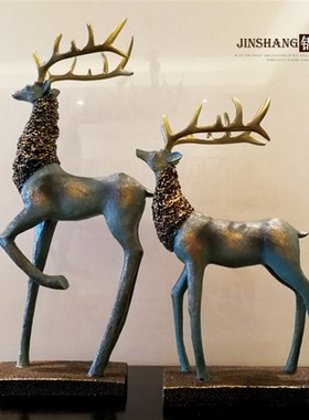 欧式复古招财鹿摆件家居饰品书房办公电视柜客厅装饰结婚礼物