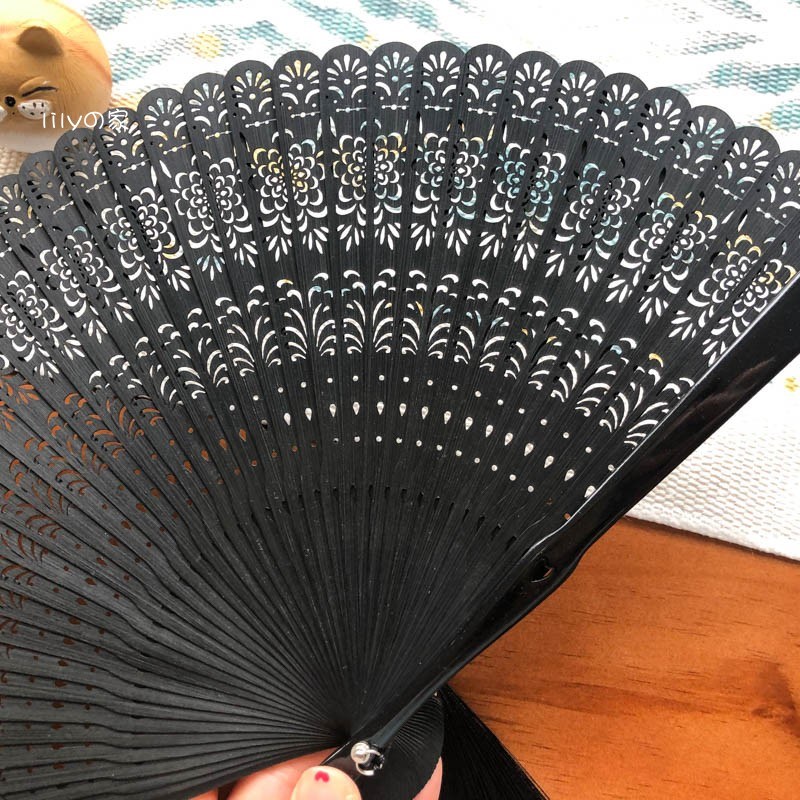 中国风全竹折扇古风扇子小巧舞蹈扇黑色夏季随身折叠旗袍古典小扇