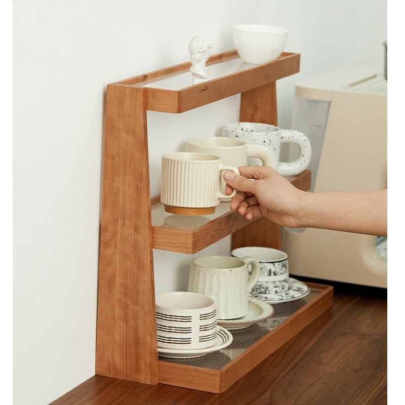 收纳实木咖啡杯架桌面轻奢架子展示架