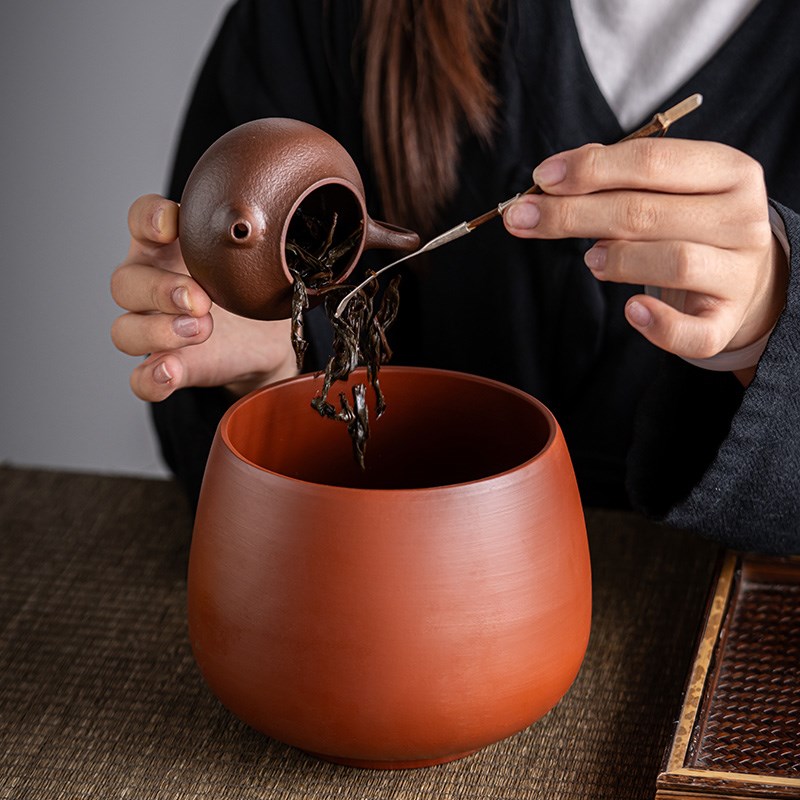 紫砂陶瓷茶渣缸茶水缸家用办公轻奢高档茶洗茶钵水盂大号桌面摆件