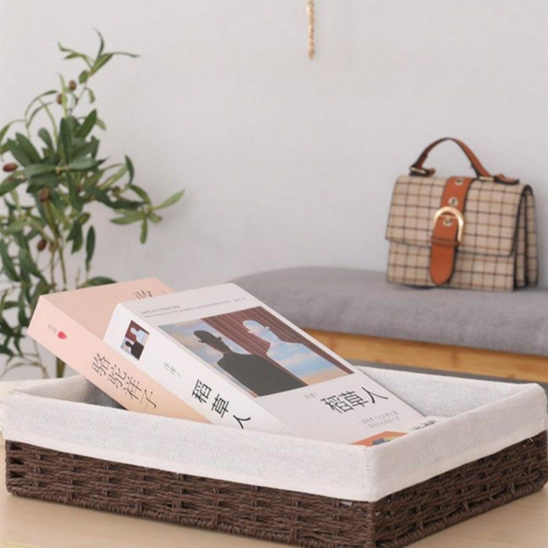 桌面零食收纳筐简约浅盘收纳盒彷藤编收纳篮家用长方形编织收纳筐,收纳整理,其他收纳篮,淘宝优惠券,粉丝福利购,淘宝优惠卷