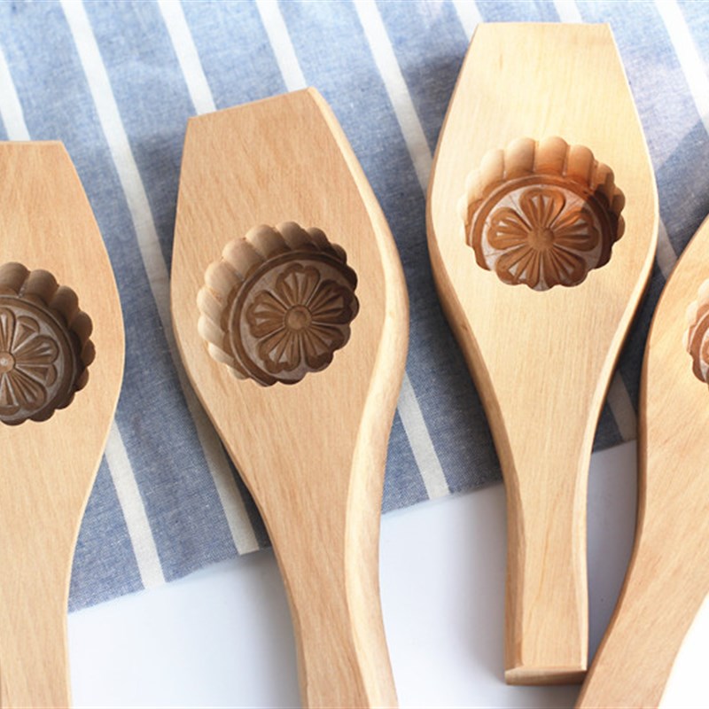 花瓣家手工雕刻款木质月饼模具广式月饼模糕点模加深深度.5厘米