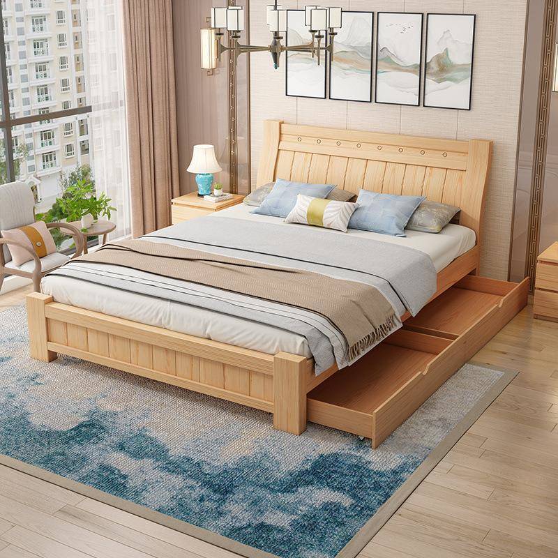 【折扣价】全实木床现代简约主卧1米8双人床1.5m单人床出租屋经济