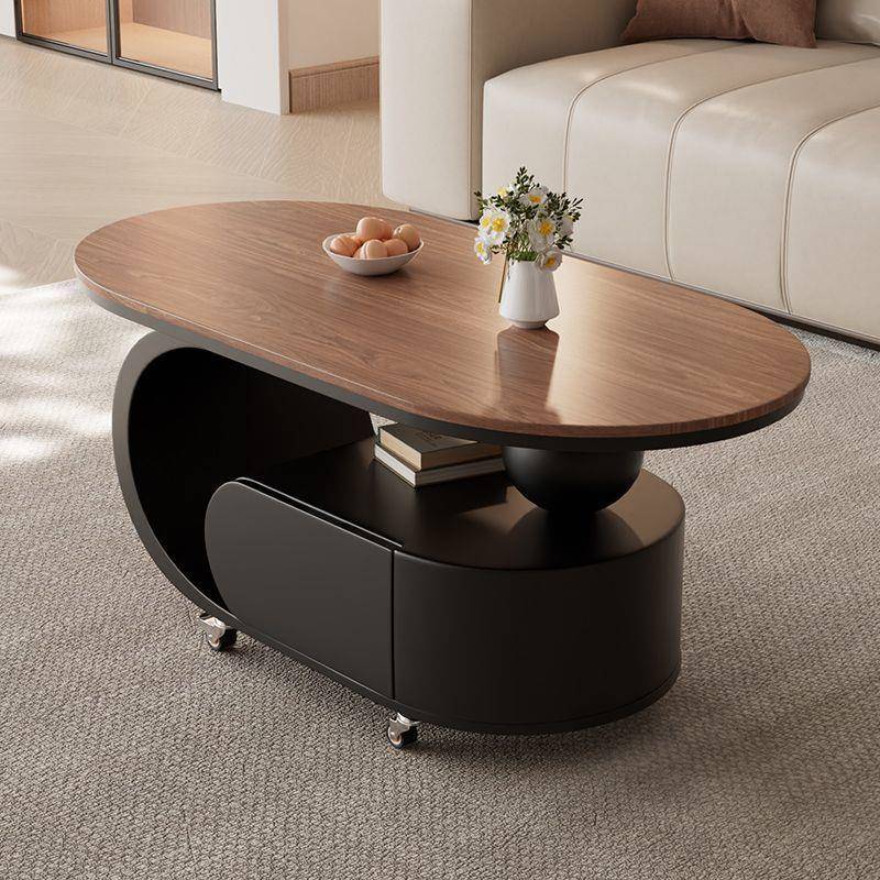 意式轻奢岩板茶几现代简约小户型高级客厅家用可移动新款沙发边柜