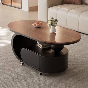 意式轻奢岩板茶几现代简约小户型高级客厅家用可移动新款沙发边柜