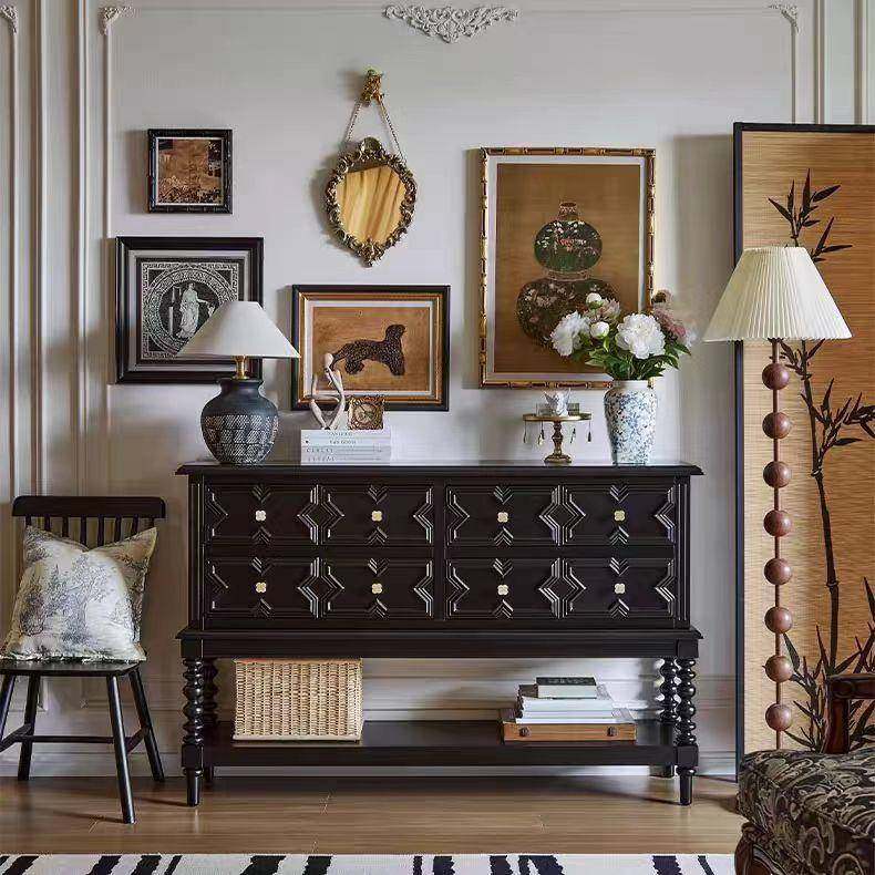 法式复古黑色实木玄关柜客厅过道中古风隔断柜入户屏风靠墙置物台,3C数码配件,USB灯,淘宝优惠券,粉丝福利购,淘宝优惠卷