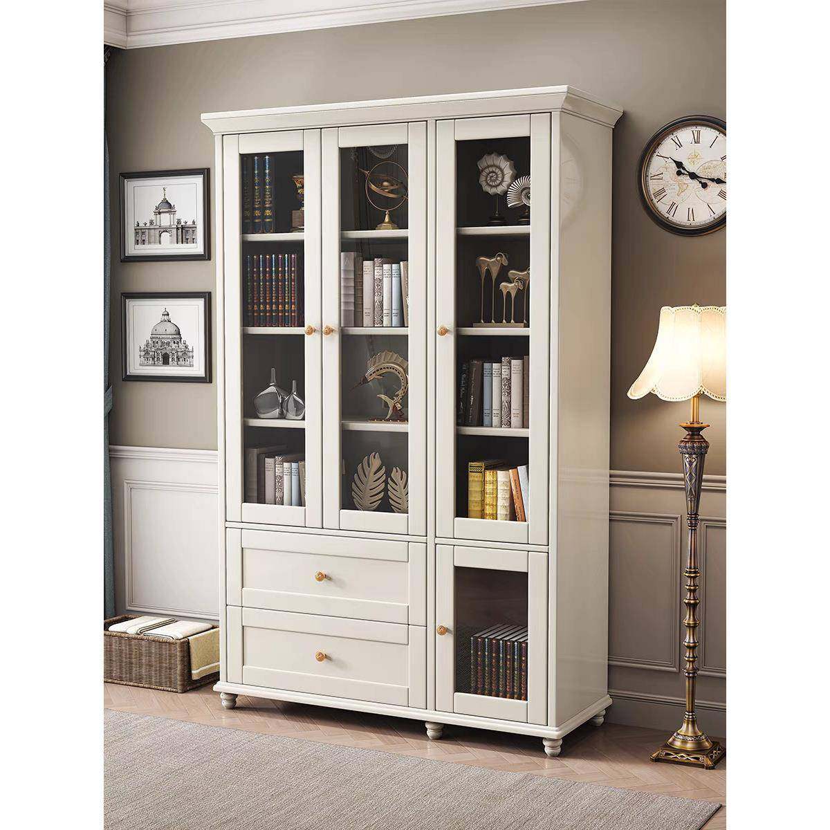 美式实木书柜落地置物架书房家具文件柜自由组合展示柜陈列柜书橱,3C数码配件,USB灯,淘宝优惠券,粉丝福利购,淘宝优惠卷