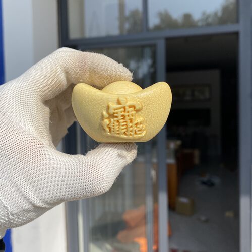 僮烨老料实心竹玉竹龙血金丝竹雕刻手把件金元宝文玩摆件高密满纹