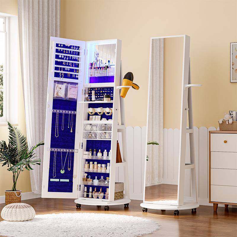 旋转全身镜 衣帽间落地镜 现代简约试衣镜子首饰收纳储物柜穿衣镜,3C数码配件,USB灯,淘宝优惠券,粉丝福利购,淘宝优惠卷