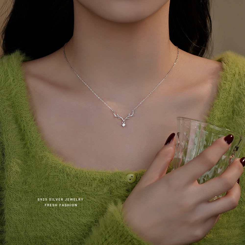 一鹿上有你S999银项链轻奢小众设计高级配饰七夕情人节礼物送女友