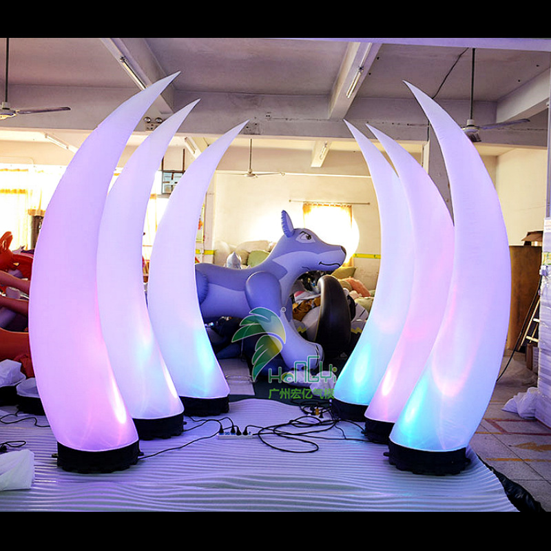 PVC充气七彩灯光柱大型广告活动场地布置装饰品LED狼牙灯光柱模型