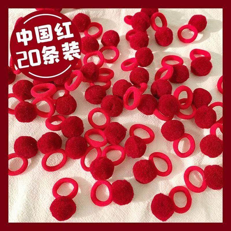 新年发饰宝宝扎头发儿童拇指发圈不伤发弹性好女童扎辫子红色头绳
