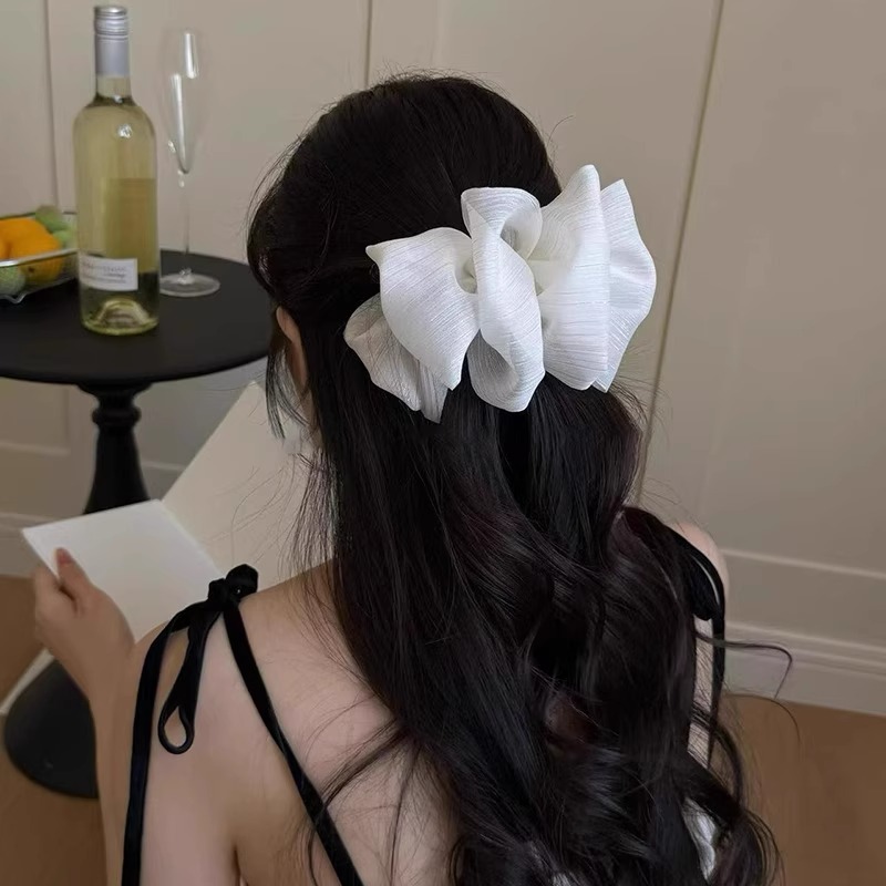 双面云朵网纱泡泡香蕉夹女甜美马尾盘发抓夹后脑勺蝴蝶结蓬松发夹