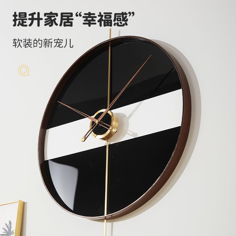 时尚拼色黑白时钟客厅挂钟卧室简约餐厅大气新款现代创意钟表2023
