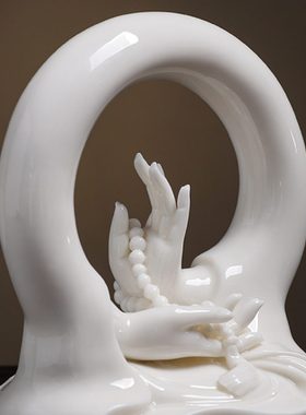 陶瓷饰品家居佛手禅意车载摆件  和谐工艺仪表盘佛手创意个性车内