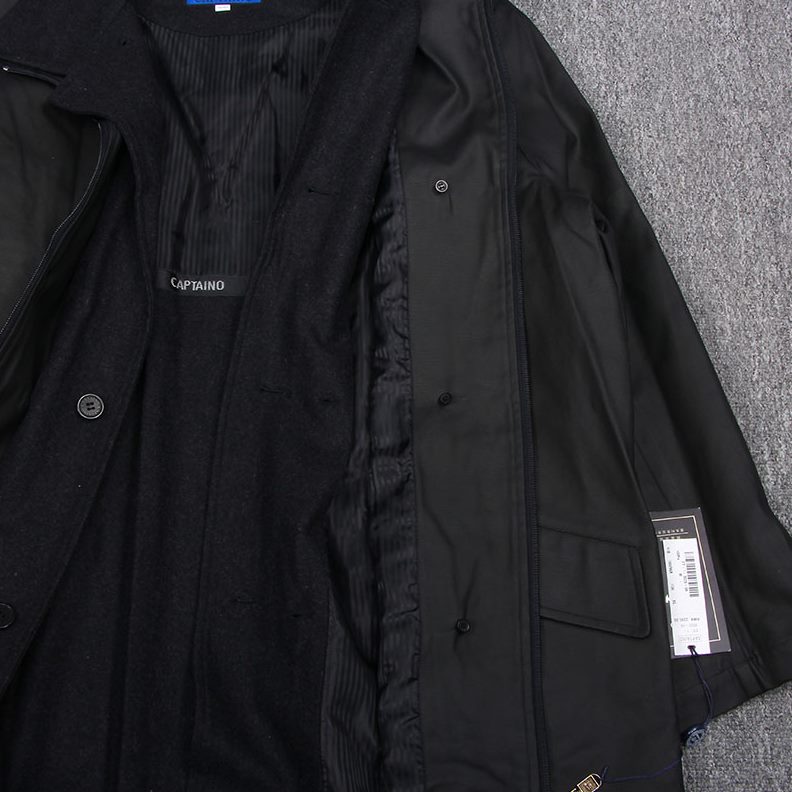 涂层加厚纯棉毛呢大码棉衣防风男内胆冬季中长款风衣两件套可拆卸