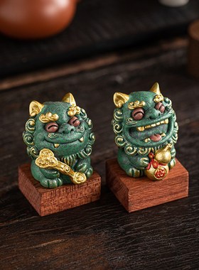 可爱吉祥物风狮爷石狮子一对福禄如意家居桌面装饰摆件送朋友礼品