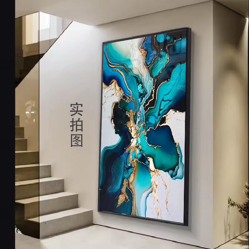 抽象装饰画玄关挂画手工立体晶瓷镶钻壁画酒店走廊过道背景墙画图片