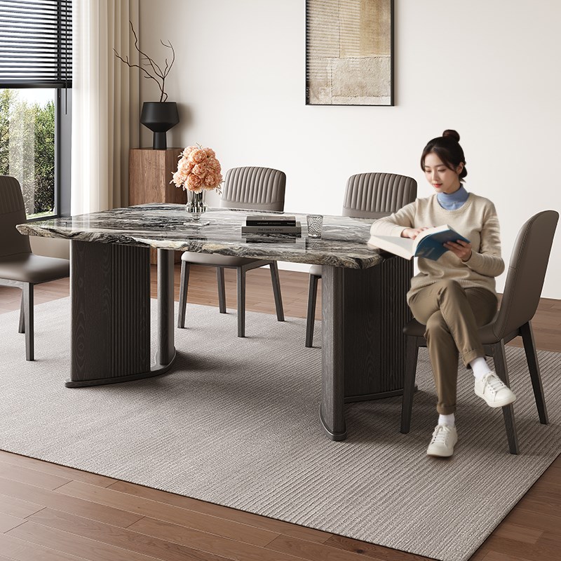 端木赐香实板餐桌现简约饭桌家用吃饭桌子白蜡木桌椅组合